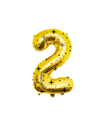 2 Jaar Cijfer Ballon Goud Zwart Sterren