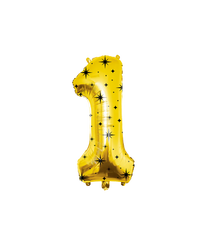 1 Jaar Cijfer Ballon Goud Zwart Sterren