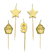 Kaarsjes 9 Jaar Cupcake Goud