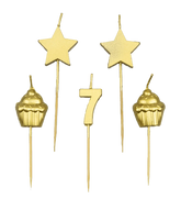 Kaarsjes 7 Jaar Cupcake Goud