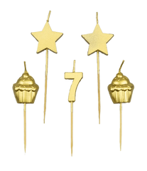 Kaarsjes 7 Jaar Cupcake Goud