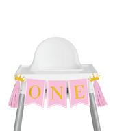 1 Jaar Versiering Pakket Roze Kinderstoel