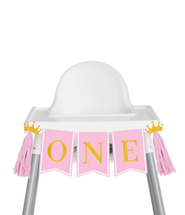 1 Jaar Versiering Pakket Roze Kinderstoel