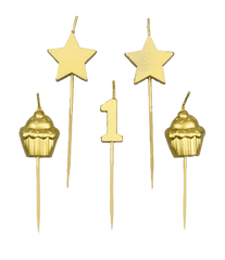 Kaarsjes 1 Jaar Cupcake Goud