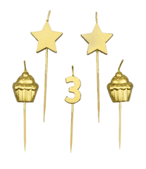 Kaarsjes 3 Jaar Cupcake Goud
