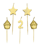 Kaarsjes 2 Jaar Cupcake Goud