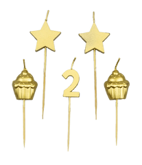 Kaarsjes 2 Jaar Cupcake Goud