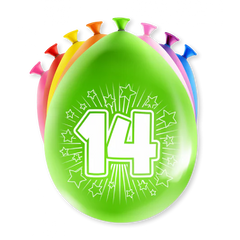 Ballonnen 14 Jaar Meerkleurig 8st