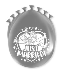 Just Married Ballonnen Zilver 8st