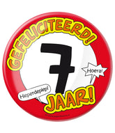 Button 7 jaar Verkeersbord