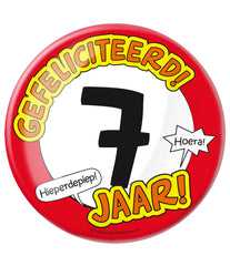 Button 7 jaar Verkeersbord