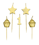 Kaarsjes 1 Jaar Cupcake Goud