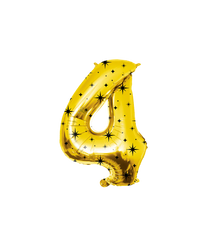 4 Jaar Cijfer Ballon Goud Zwart Sterren