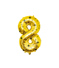 8 Jaar Cijfer Ballon Goud Zwart Sterren