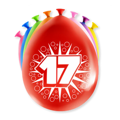 Ballonnen 17 Jaar Meerkleurig 8st