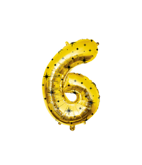 6 Jaar Cijfer Ballon Goud Zwart Sterren