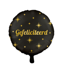 Gefeliciteerd Helium Ballon Goud Zwart