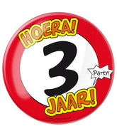 Button 3 jaar Verkeersbord