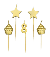 Kaarsjes 8 Jaar Cupcake Goud