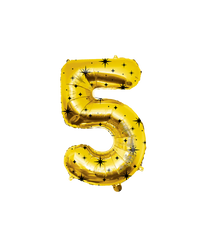 5 Jaar Cijfer Ballon Goud Zwart Sterren