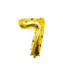 7 Jaar Cijfer Ballon Goud Zwart Sterren