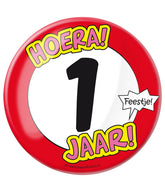 Button 1 Jaar Verkeersbord
