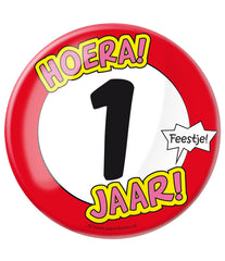 Button 1 Jaar Verkeersbord