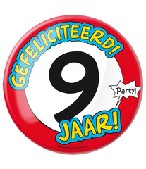 Button 9 jaar Verkeersbord