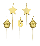 Kaarsjes 6 Jaar Cupcake Goud