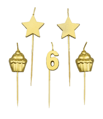 Kaarsjes 6 Jaar Cupcake Goud