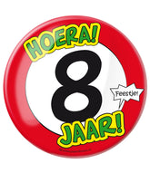Button 8 jaar Verkeersbord