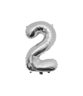 2 Jaar Cijfer Ballon Zilver Leeg 86cm