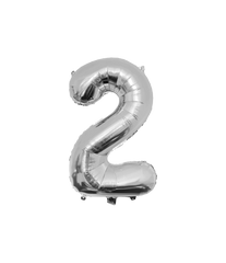 2 Jaar Cijfer Ballon Zilver Leeg 86cm