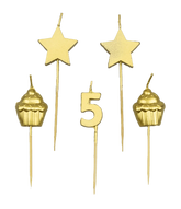 Kaarsjes 5 Jaar Cupcake Goud