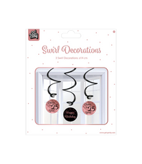 Hangdecoratie 25 Jaar Happy Birthday Roze Zwart 3st