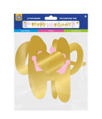 Happy 1st Birthday Letterslinger Goud Roze