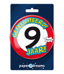 Button 9 jaar Verkeersbord