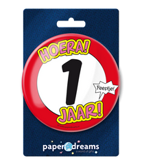 Button 1 Jaar Verkeersbord