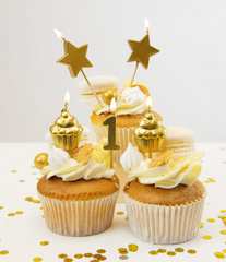 Kaarsjes 1 Jaar Cupcake Goud