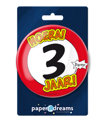 Button 3 jaar Verkeersbord