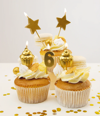 Kaarsjes 6 Jaar Cupcake Goud