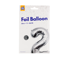 2 Jaar Cijfer Ballon Zilver Leeg 86cm