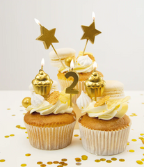 Kaarsjes 2 Jaar Cupcake Goud