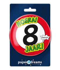 Button 8 jaar Verkeersbord