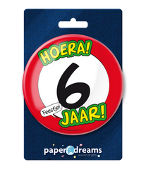 Button 6 jaar Verkeersbord