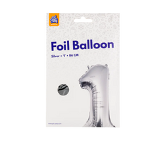 1 Jaar Cijfer Ballon Zilver Leeg
