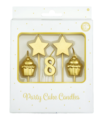 Kaarsjes 8 Jaar Cupcake Goud