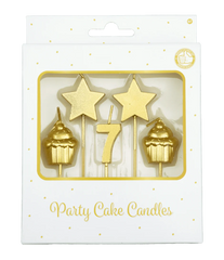 Kaarsjes 7 Jaar Cupcake Goud