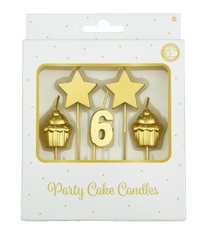 Kaarsjes 6 Jaar Cupcake Goud