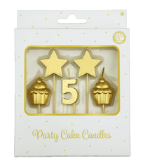 Kaarsjes 5 Jaar Cupcake Goud